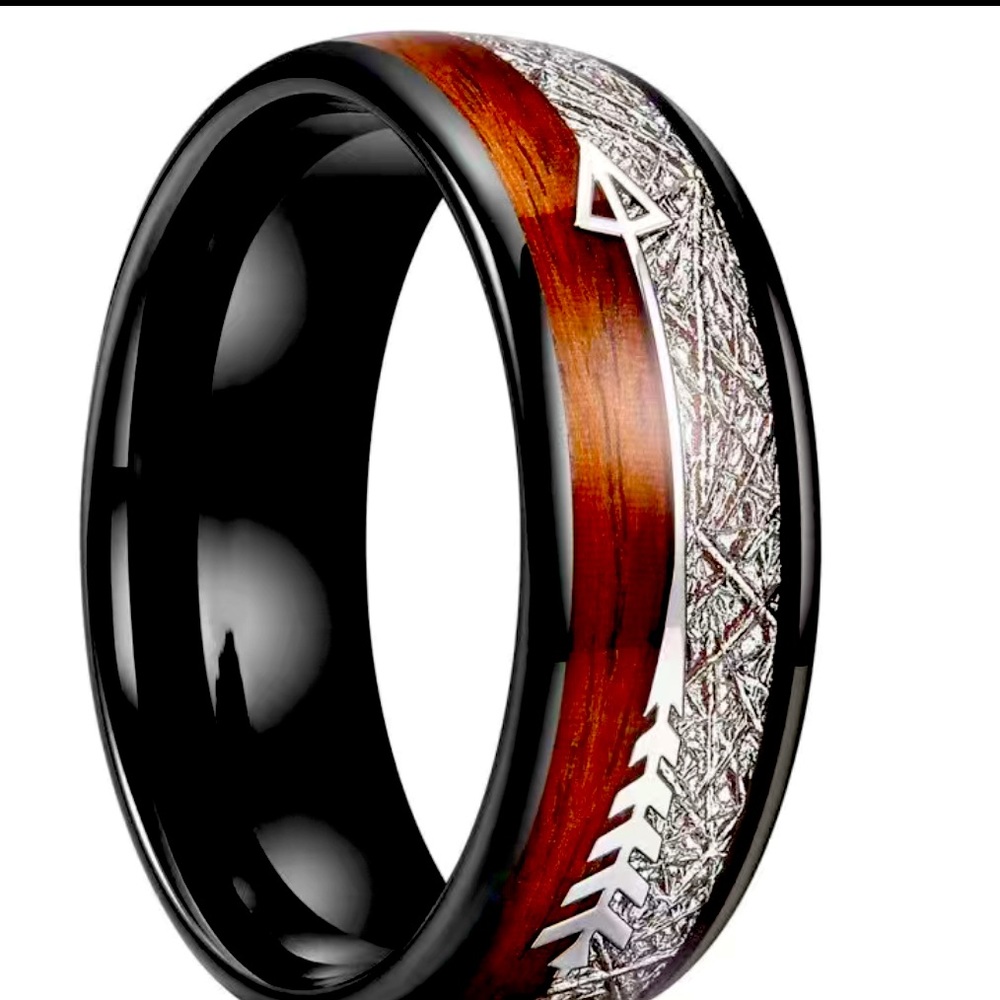 MENS BLACK STAINLESS STEEL RING - Picture 3 of 4